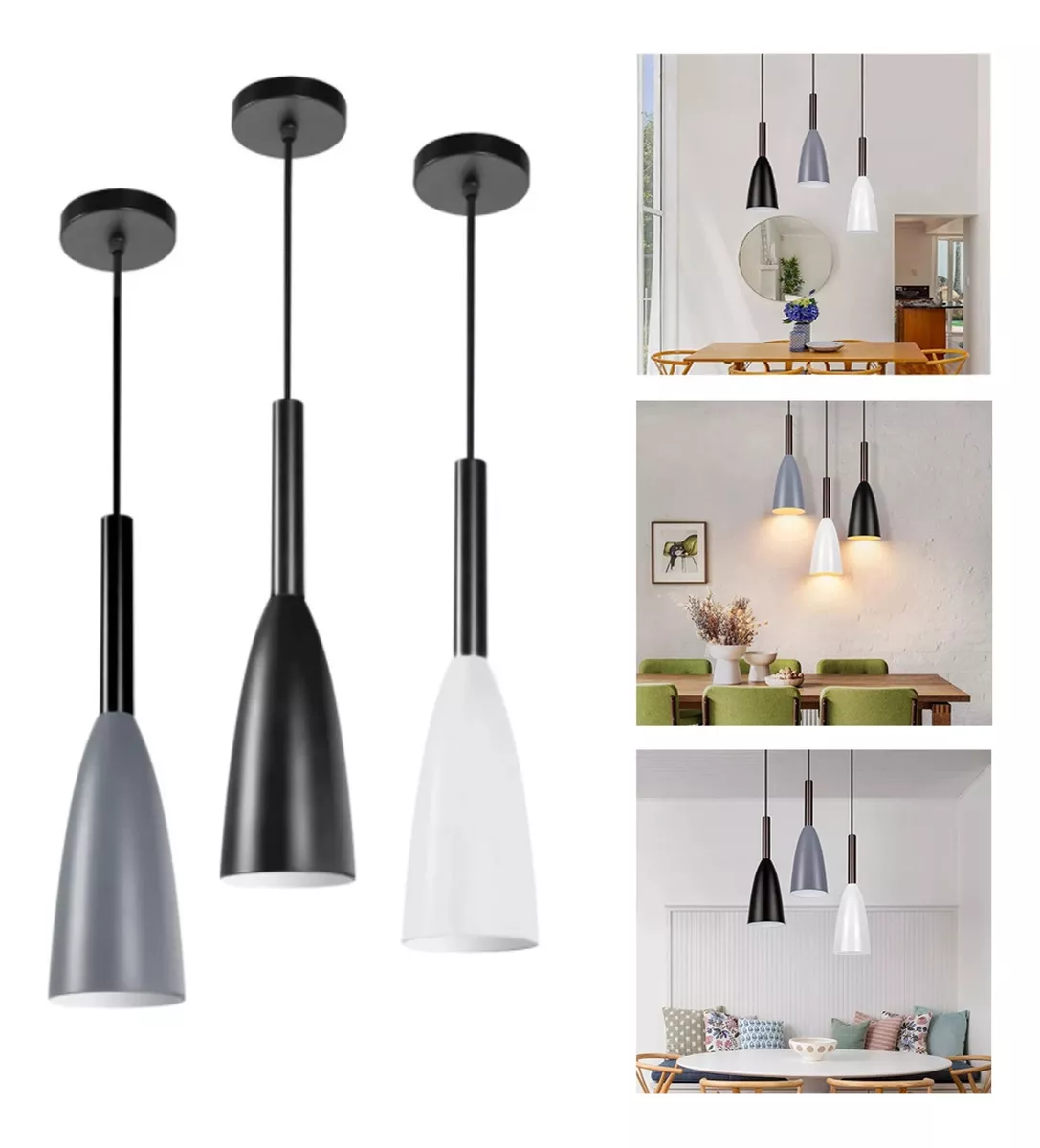 3 Lámparas Colgantes Colores Moderna Minimalista